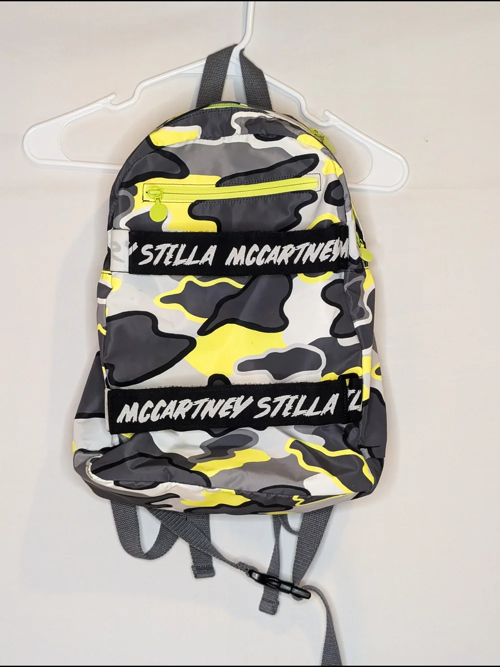 Stella McCartney Kids Neon Yellow & Gray Camo Backpack